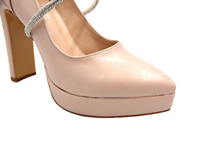 Park Moda Platformlu Topuklu Kadın Sivri Burun Stiletto Ayakkabı TEN