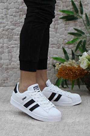 Jump 29055 Bağcıklı  Erkek Sneaker Günlük Spor Ayakkabı BEYAZ SİYAH