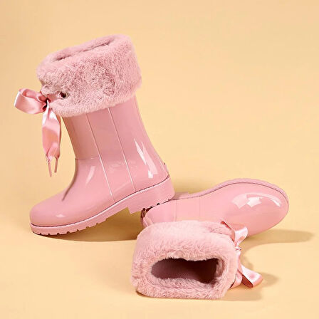 Igor Campera Charol Velvet Kız Çocuk Su Geçirmez Yağmur Kar Çizmesi W10275 Siyah PEMBE