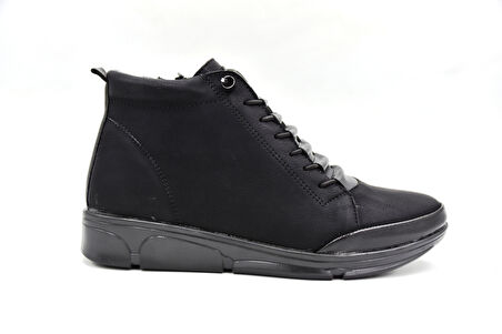 Beyaz (Gnd) Termo Kaymaz Taban Fermuarlı İçi Kürklü Comfort Günlük Kadın Bot SİYAH