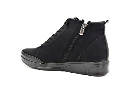 Beyaz (Gnd) Termo Kaymaz Taban Fermuarlı İçi Kürklü Comfort Günlük Kadın Bot SİYAH