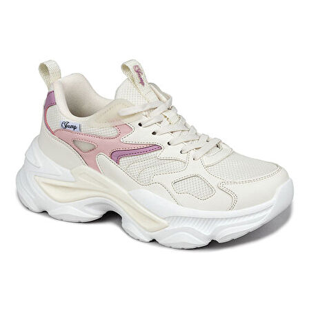 Jump 29891 Phlon Hafif Taban Bağcıklı Kadın Sneaker Günlük Spor Ayakkabı BEJ