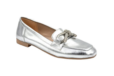 Prego (Ayem) Taş Biye Detaylı Günlük Kadın Babet GUMÜŞ