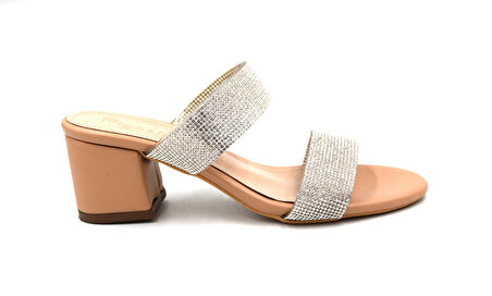 Prego Taş Bant Detaylı Topuklu Kadın Abiye Terlik NUT