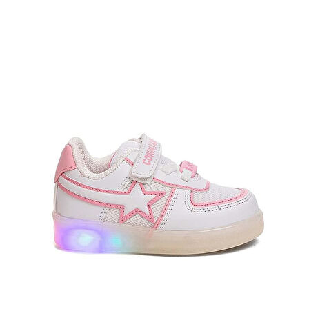 Prego (Conpax)  102-01 Anora Termo Kaymaz Taban Ortapedik Cırtlı Çocuk Spor Ayakkabı BEYAZ PEMBE