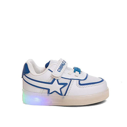 Prego (Conpax)  102-01 Anora Termo Kaymaz Taban Ortapedik Cırtlı Çocuk Spor Ayakkabı Beyaz Mavi