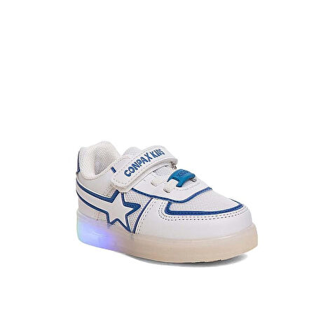 Prego (Conpax)  102-01 Anora Termo Kaymaz Taban Ortapedik Cırtlı Çocuk Spor Ayakkabı Beyaz Mavi