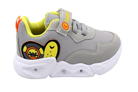 Prego (Tiwittoys) Işıklı Hafif Taban Cırtlı Çocuk Spor Ayakkabı GRİ