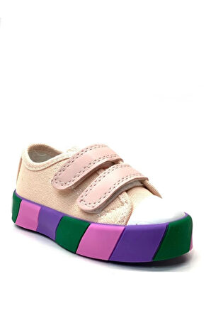 Prego Cırtlı Ortopedik Bebek Pudra Işıklı Sneaker PEMBE