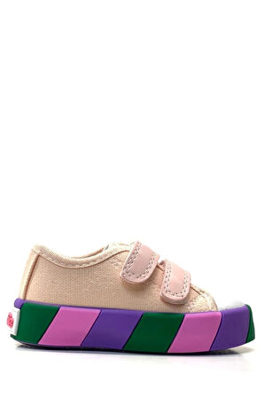 Prego Cırtlı Ortopedik Bebek Pudra Işıklı Sneaker PEMBE