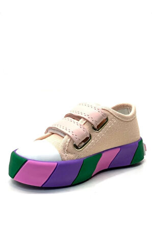 Prego Cırtlı Ortopedik Bebek Pudra Işıklı Sneaker PEMBE