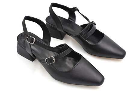 Prego (Wiesse) Kapalı Burun Çift Tokalı Alçak Topuk Kadın Ayakkabı SİYAH