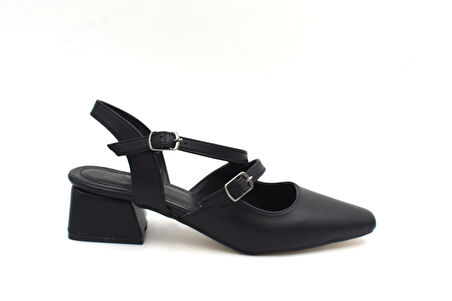 Prego (Wiesse) Kapalı Burun Çift Tokalı Alçak Topuk Kadın Ayakkabı SİYAH