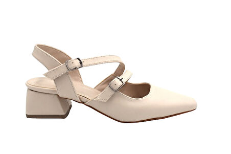 Prego (Wiesse) Kapalı Burun Çift Tokalı Alçak Topuk Kadın Ayakkabı TEN