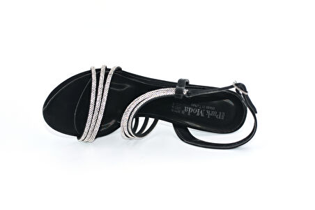 Prego (Park Moda) Taş Biye Detaylı Topuklu Kadın Saten Abiye Ayakkabı SİYAH