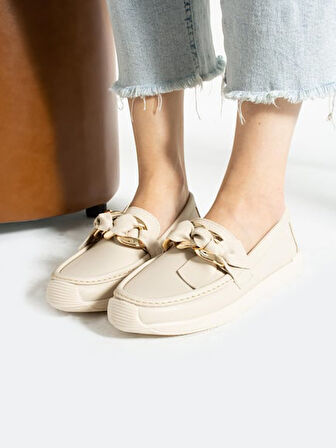 Prego Termo Kaymaz Taban Toka Detaylı Kadın Günlük Loafer Ayakkabı BEJ