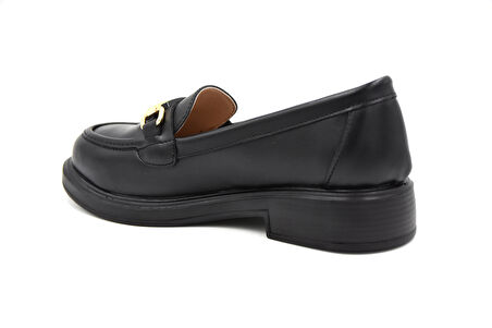Prego Poli Hafif Taban Toka Detaylı Günlük Kadın Loafer Ayakkabı SİYAH