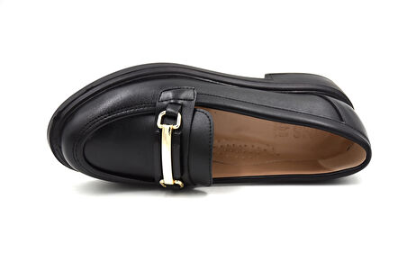 Prego Poli Hafif Taban Toka Detaylı Günlük Kadın Loafer Ayakkabı SİYAH