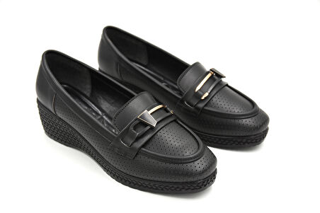 Prego (Park Moda) Dolgu Topuk Confort Günlük Kadın Ayakkabı SİYAH