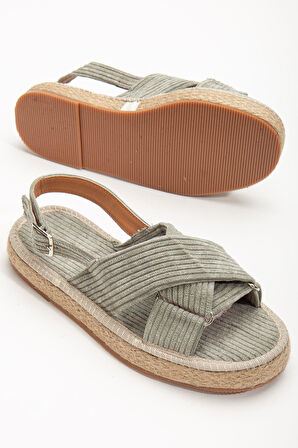 Prego Pamuk Dokuma Kadın Sandalet GRİ