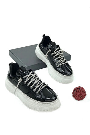 Prego (Park Moda) Taş Biye Bağcıklı Günlük Kadın Spor Ayakkabı SİYAH