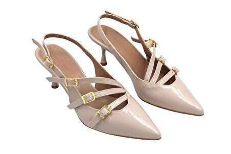 Prego (Pine Cone) 3 Toka Detaylı Topuklu Kadın Ayakkabı TEN