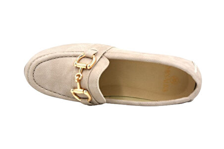 Prego Termo Kaymaz Taban İçten Dolgu Topuklu Toka Detaylı Günlük Kadın Ayakkabı BEJ