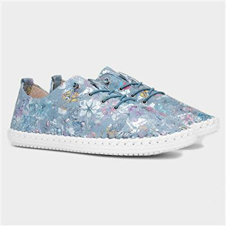 Prego (London) İçi Dışı Hakiki Deri Günlük Kadın Confort Ayakkabı MAVİ