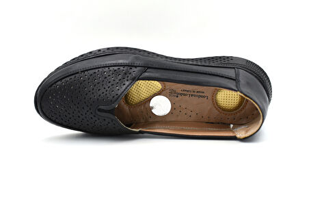 Beyaz (London) İçi Hakiki Deri Yastık Astar Poli Hafif Taban Günlük Confort Kadın Ayakkabı SİYAH