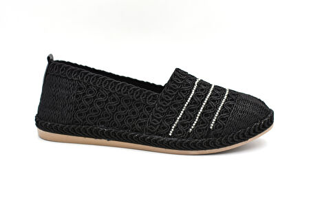 Beyaz (London) Dokuma Güklük Kadın Ayakkabı SİYAH