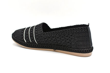 Beyaz (London) Dokuma Güklük Kadın Ayakkabı SİYAH