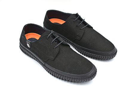 Beyaz (Gismo) İçi Dışı Hakiki Deri Termo Kaymaz Taban Bağcıklı Günlük Erkek Ayakkabı SİYAH