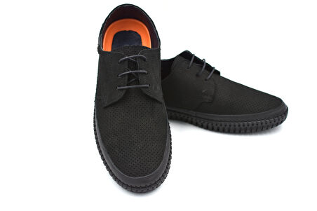 Beyaz (Gismo) İçi Dışı Hakiki Deri Termo Kaymaz Taban Bağcıklı Günlük Erkek Ayakkabı SİYAH