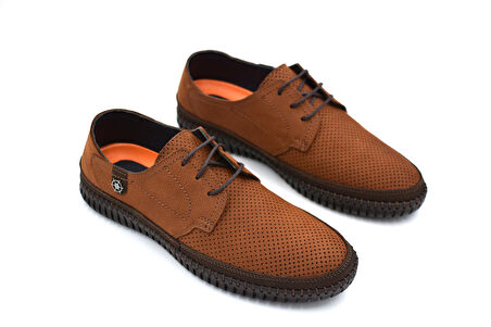 Beyaz (Gismo) İçi Dışı Hakiki Deri Termo Kaymaz Taban Bağcıklı Günlük Erkek Ayakkabı TABA