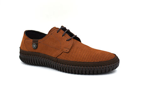 Beyaz (Gismo) İçi Dışı Hakiki Deri Termo Kaymaz Taban Bağcıklı Günlük Erkek Ayakkabı TABA