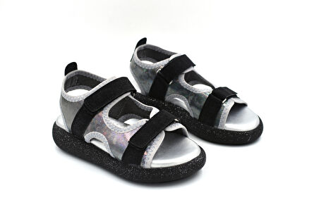 Prego (Arzen) Poli Hafif Taban Çift Cırtlı Günlük Çocuk Sandalet SİYAH