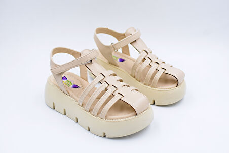 Prego (Arzen) Poli Hafif Taban Cırtlı Burnu Kapalı Çocuk Sandalet BEJ