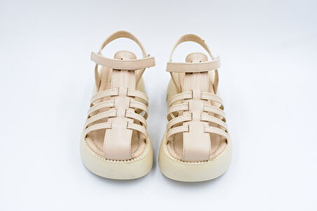 Prego (Arzen) Poli Hafif Taban Cırtlı Burnu Kapalı Çocuk Sandalet BEJ