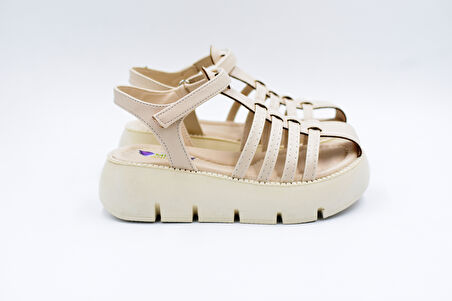 Prego (Arzen) Poli Hafif Taban Cırtlı Burnu Kapalı Çocuk Sandalet BEJ