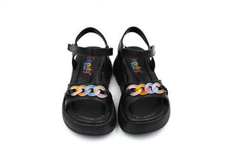 Prego (Mini Angel) Poli Hafif Cırtlı Çocuk Sandalet SİYAH