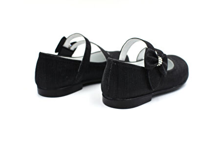 Beyaz (Ortaç Kids) Termo Kaymaz Taban Cırtlı Ortapedik Kız Çocuk Babet SİYAH