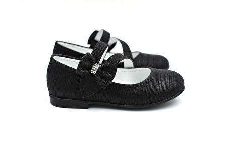 Beyaz (Ortaç Kids) Termo Kaymaz Taban Cırtlı Ortapedik Kız Çocuk Babet SİYAH