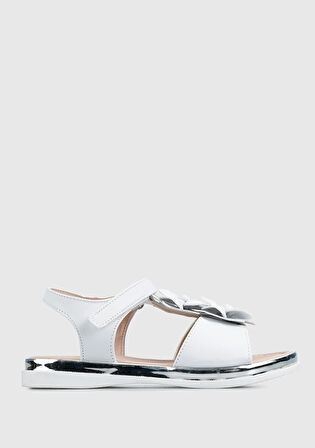 Prego (Vetta) Çiçek Desenli Çocuk Sandalet BEYAZ