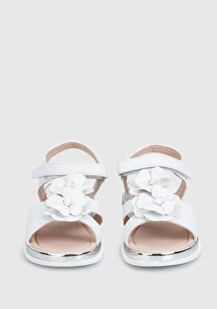 Prego (Vetta) Çiçek Desenli Çocuk Sandalet BEYAZ