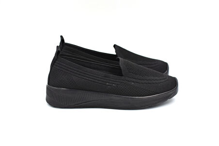 Beyaz (Filinta Moda) Poli Hafif Taban Dokuma Günlük Kadın Comfort Ayakkabı SİYAH