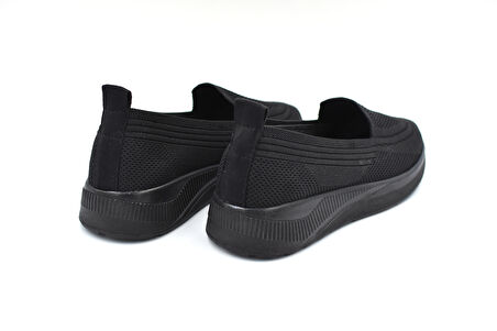 Beyaz (Filinta Moda) Poli Hafif Taban Dokuma Günlük Kadın Comfort Ayakkabı SİYAH