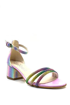 Prego Taş Biye Detaylı Tokalı Çocuk Abiye Ayakkabı ÇOK RENKLİ