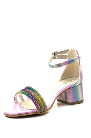 Prego Taş Biye Detaylı Tokalı Çocuk Abiye Ayakkabı ÇOK RENKLİ