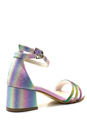 Prego Taş Biye Detaylı Tokalı Çocuk Abiye Ayakkabı ÇOK RENKLİ