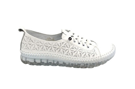 Prego (İniesta) İçi Dışı Hakiki Deri Şeffaf Termo Kaymaz Taban Günlük Kadın Comfort Ayakkabı BEYAZ